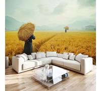NYSMGS Papier Peint Panoramique Intissé Rizière Mûre 200x140 Déco Maison