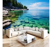 NYSMGS Papier Peint Panoramique Paysage Lacustre Papier Peint Intissé Peinture Murale 3D Paysage Naturel Grand Format Décoration Murale 500x280 cm Pour Salon Chambre Bureau Cuisine 4N160