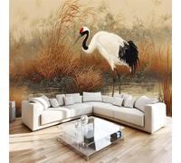 NYSMGS Papier Peint Panoramique Roseaux Grues Papier Peint Intissé Fresque Murale 3D Style Chinois Peinture Murale Poster 150x105cm Pour Salon Chambre Bureau, Moderne Décoration Murale 4C126