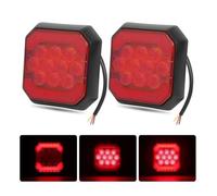 NYSQOFMB feu stop Feu arrière LED carré pour camion 12/24 V clignotant feu stop rouge ambre kit de feux remorque(2pcs Red)