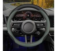 NYSQOFMB Housse Volants Voiture Housse Volant Voiture Cuir Véritable Respirant pour Taycan pour Macan 911 718 Couvre de Volant(Vert)