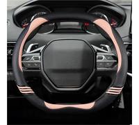 NYSQOFMB Housse Volants Voiture pour Peugeot 208 E208 2020-2022 Housse Volant Voiture Fibre Carbone + Cuir PU Accessoires Voiture Antidérapants À La Mode Couvre de Volant(Pink)