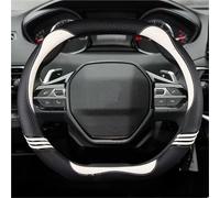 NYSQOFMB Housse Volants Voiture pour Peugeot 208 E208 2020-2022 Housse Volant Voiture Fibre Carbone + Cuir PU Accessoires Voiture Antidérapants À La Mode Couvre de Volant(Blanc)