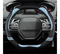 NYSQOFMB Housse Volants Voiture pour Peugeot 208 E208 2020-2022 Housse Volant Voiture Fibre Carbone + Cuir PU Accessoires Voiture Antidérapants À La Mode Couvre de Volant(Bleu)