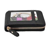 NYSUZHOUJI Bolso de la tarjeta de crédito Con el Mini monedero antimagnético portátil de la cartera Del tenedor de Las tarjetas de identificación de la Cremallera (Negro)