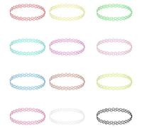 NYTGAH Lot de 12 colliers ras-du-cou pour femme, tenue punk gothique des années 90, colliers élégants en dentelle stretch, bijoux pour femmes, adolescentes, M, Plastique, Pas de gemme