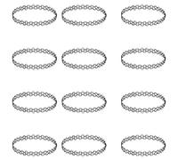 NYTGAH Lot de 12 colliers ras-du-cou pour femme, tenue punk gothique des années 90, colliers élégants en dentelle stretch, bijoux pour femmes, adolescentes, M, Plastique, Pas de gemme