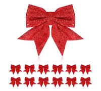 NYTGAH Lot de 12 nœuds de Noël rouges pour les célébrations, décoration de sapin de Noël dans des boîtes cadeaux, décorations de sapin de Noël pour fêtes de Noël