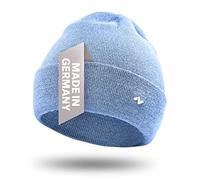 NYTTED® Bonnet Bleu Clair en Laine mérinos pour Homme et Femme | 100% Laine mérinos Fine | Chaud, Doux & Extensible | Tricot d’Hiver Premium et Respirant