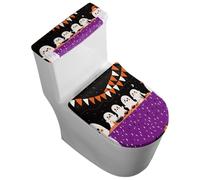 Nyutcwe Couvercle du Couvercle des Toilettes & de du réservoir 2 pc/Ensemble de Salle Bains d'halloween réutilisable sur Le thème des fantômes pour la Plupart Toilettes ovales ro