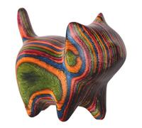 Nyutcwe Mini Cat Figurines 1, 8 Pouce Petit coloré Naturel en Bois de Santal Naturel Mignon Figurines de Chat décoratifs Cadeaux pour la décoration intérieure du Bureau à Domicile