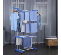 NYVI | Étendoir LaundryFlex Bleu | Tour pour sèche-linge 6 niveaux 172x126 cm | Mobile & extensible | Acier thermolaqué et plastique