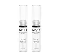 NYX Professional Makeup Butter Gloss Brillant à Lèvres Non Collant Clear | Texture soyeuse onctueuse, Fini transparent, Couvrance légère à moyenne, Lèvres douces et pulpeuses, Pack Duo