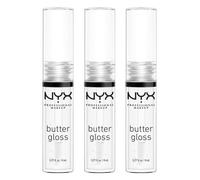 NYX PROFESSIONAL MAKEUP Butter Gloss, Non-Sticky Lip Gloss - Sugar Glass (Clear), Pack Of 3