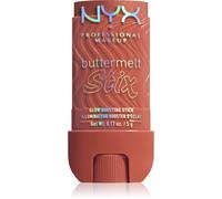 NYX Professional Makeup Buttermelt Highlighter Stix - Stick onctueux - Effet glowy - Texture ultra-fondante - Tenue 8H - Fini naturel sans effet gras - Teinte : Left On Melt