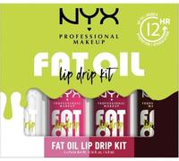 NYX Professional Makeup Coffret 4 Huiles Lèvres Teintées Hydratantes | 12h hydratation, Huiles mûres framboises squalane, Fini haute brillance non collant, Formule vegan, Applicateur extra-large