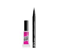 NYX Professional Makeup, Coffret Duo Colle Fixatrice à Sourcils, Tenue 16H, The Brow Glue, Teinte : Transparent (01) + Eyeliner Feutre Epic Ink Liner, Waterproof, Teinte : Black (01)