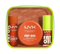 NYX Professional Makeup - Coffret/Kit 3 Pièces : Beurre Fouetté Corps, Huile Corps Glowy & Huile à Lèvres - Hydratation & Glow - Parfum Caramel & Pistache - Version : CARAMELT MAMI