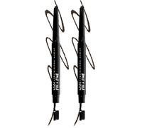 NYX Professional Makeup Crayon à Sourcils Fill & Fluff, Formule à la Pommade Crémeuse, Pointe Précise, Embout Brosse pour Estomper, Espresso (Lot de 2)