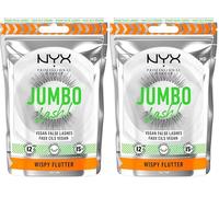 NYX Professional Makeup Faux-Cils, Longue Tenue 12h, Bandes Invisibles, Réutilisables jusqu'à 15x, Formule Vegan, Jumbo Lash!, Modèle : Wispy Flutter (03) (Lot de 2)