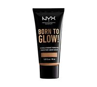 NYX Professional Makeup Fond de Teint Éclat Born to Glow, Fini Éclatant, Couvrance Moyenne Modulable, Formule Vegan, Teinte : Natural Tan