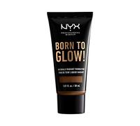 NYX Professional Makeup Fond de Teint Éclat Born to Glow, Fini Éclatant, Couvrance Moyenne Modulable, Formule Vegan, Teinte : Cocoa
