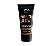 NYX Professional Makeup Fond de Teint Éclat Born to Glow, Fini Éclatant, Couvrance Moyenne Modulable, Formule Vegan, Teinte : Cappuccino
