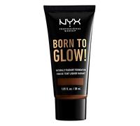 NYX Professional Makeup Fond de Teint Éclat Born to Glow, Fini Éclatant, Couvrance Moyenne Modulable, Formule Vegan, Teinte : Deep Walnut