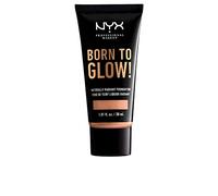 NYX Professional Makeup Fond de Teint Éclat Born to Glow, Fini Éclatant, Couvrance Moyenne Modulable, Formule Vegan, Teinte : Soft Beige