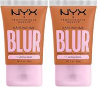 NYX Professional Makeup Fond de Teint Effet Flouté Bare With Me Blur, Couvrance Moyenne, Fini Mat Naturel, Niacinamide, Matcha & Glycérine, Hydratation Jusqu'A 12H, Teinte : Medium Dark (12)