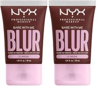 NYX Professional Makeup Fond de Teint Effet Flouté Bare With Me Blur, Couvrance Moyenne, Fini Mat Naturel, Niacinamide, Matcha & Glycérine, Hydratation Jusqu'A 12H, Teinte : Mocha (22) (Lot de 2)