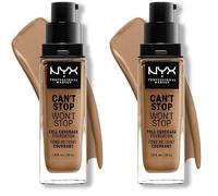 NYX Professional Makeup Fond de Teint Liquide Couvrant Tenue 24h Can't Stop Won't Stop Liquid Foundation, Waterproof, Fini Mat, Formule Vegan, Teinte : Caramel (15) (Lot de 2)