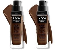 NYX Professional Makeup Fond de Teint Liquide Couvrant Tenue 24h Can't Stop Won't Stop Liquid Foundation, Waterproof, Fini Mat, Formule Vegan, Teinte : Chestnut (23) (Lot de 2)