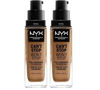 NYX Professional Makeup Fond de Teint Liquide Couvrant Tenue 24h Can't Stop Won't Stop Liquid Foundation, Waterproof, Fini Mat, Formule Vegan, Teinte : Golden (13) (Lot de 2)