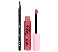 NYX Professional Makeup Lip Lingerie XXL Rouge à lèvres liquide mat 04 Flaunt It No Transfer Formula Vegan Flacon de 4 ml + Pinceau à lèvres Pro Brush Lip avec pointe fine - Lot de 2