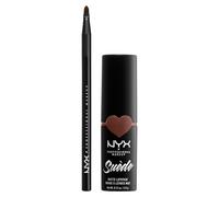NYX Professional Makeup Lot de 2 rouges à lèvres en daim mat 04 Free Spirit mat velouté texture crémeuse lèvres douces longue durée + pinceau lèvres Pro brosse à lèvres avec pointe fine