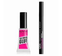 NYX Professional Makeup Pack Duo Colle Sourcils Feutre Espresso Waterproof | Tenue 24h colle + 16h feutre, Effet soap brow laminé, Sans transfert, Embout flexible tracé précis