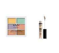 NYX Professional Makeup Palette Couleur et Correction, 6 Teintes Faciles à Estomper & Anticernes/Correcteur - Can't Stop Won't Stop Contour Concealer - Light Ivory