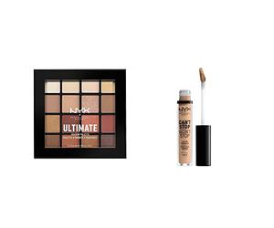 NYX Professional Makeup Palettes de Fards à Paupières Ultimate Shadow Palette, 16 Couleurs, Pigments Pressés, Fini Irisé & Anticernes/Correcteur - Can't Stop Won't Stop Contour Concealer - Natural