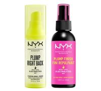 NYX Professional Makeup Primer & Sérum Plump Right Back, Aux Électrolytes, Formule Vegan, 30 ml & Spray Fixateur Plump Right Back, Aux Électrolytes, Formule Vegan, Fini Repulpant, 60 ml