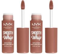 NYX Professional Makeup Rouge à Lèvres Crème Mat Smooth Whip, Couleur Vive, Texture Crème Fouettée, Formule Vegan, Teinte : Pancake Stacks (01) (Lot de 2)