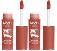NYX Professional Makeup Rouge à Lèvres Crème Mat Smooth Whip, Couleur Vive, Texture Crème Fouettée, Formule Vegan, Teinte : Kitty Belly (02) (Lot de 2)