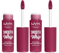 NYX Professional Makeup Rouge à Lèvres Crème Mat Smooth Whip, Couleur Vive, Texture Crème Fouettée, Formule Vegan, Teinte : Fuzzy Slippers (08) (Lot de 2)