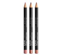 NYX PROFESSIONAL MAKEUP Slim Lip Pencil, Long-Lasting Creamy Lip Liner - Pack Of 3 (Peakaboo Neutral, Nude Pink, Ever)