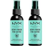 NYX Professional Makeup Spray Fixateur Setting Spray Dewy Finish, Spray de Finition, Tenue Longue Durée, Fini Satiné, Formule Vegan, Lot de 2, Modèle : Dewy