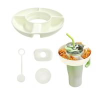 NyxSeat 1 assiette à collation en silicone de couleur crème, 3 protections anti-fuites en silicone, plateau réutilisable, bol à collation pour tasse Stanley