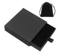 NyxSeat 1 boîte cadeau à bijoux avec 1 pochette en velours, boucles d'oreilles, boîte de rangement portable, boîte à bijoux pour bijoux, collier, boîte cadeau pour bracelet (noir)