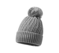 NyxSeat 1 bonnet tricoté pour femme - Chaud - Bonnet à pompon - Bonnet à pompon - Pour la chimiothérapie - Gris, gris, 30-65