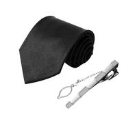 NyxSeat 1 morceau de cravate en soie pour hommes, 1 morceau de pince à cravate, cravate d'affaires, vêtements de cérémonie pour hommes, adaptés aux festivals, mariages et autres occasions (noir)