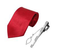 NyxSeat 1 morceau de cravate en soie pour hommes, 1 morceau de pince à cravate, cravate d'affaires, vêtements de cérémonie pour hommes, adaptés aux festivals, mariages et autres occasions (rouge)